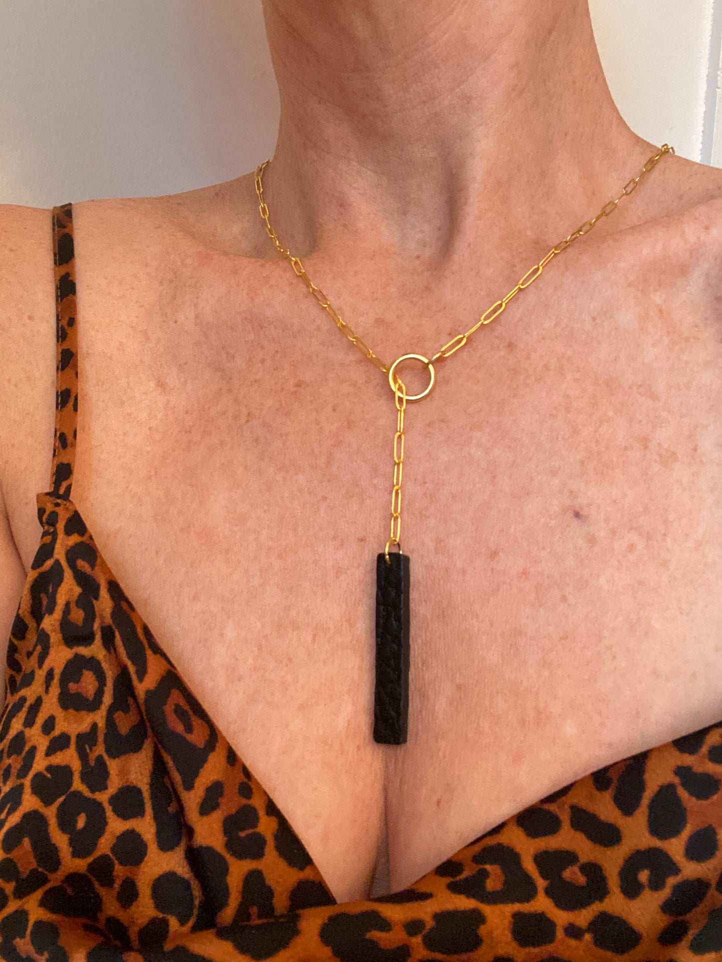 33 Leather Bar Necklace